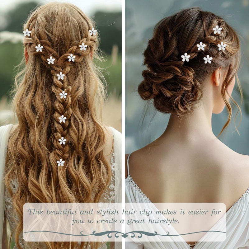 Zoolinn Mini Rhinestone Hair Clips – White Flower Shape, Decorative Bridal Barrettes for Women & Girls, Stylish and Elegant Hair Accessories(20 Pack) - Image 3